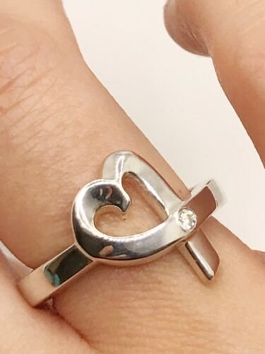 Tiffany & Co. Paloma Picasso SS 925 & 2 Pt Diamond Loving Heart